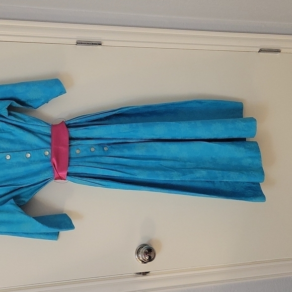 Vtg Handmade 1940s-1950s I love lucy floral damask Land Girl shirt Dress - Picture 7 of 11